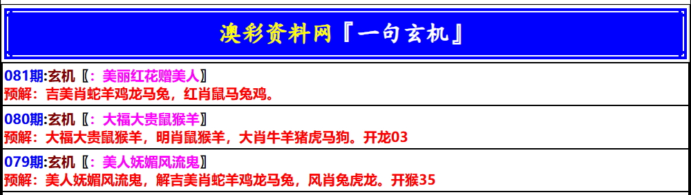 081期澳门一句玄机[图]